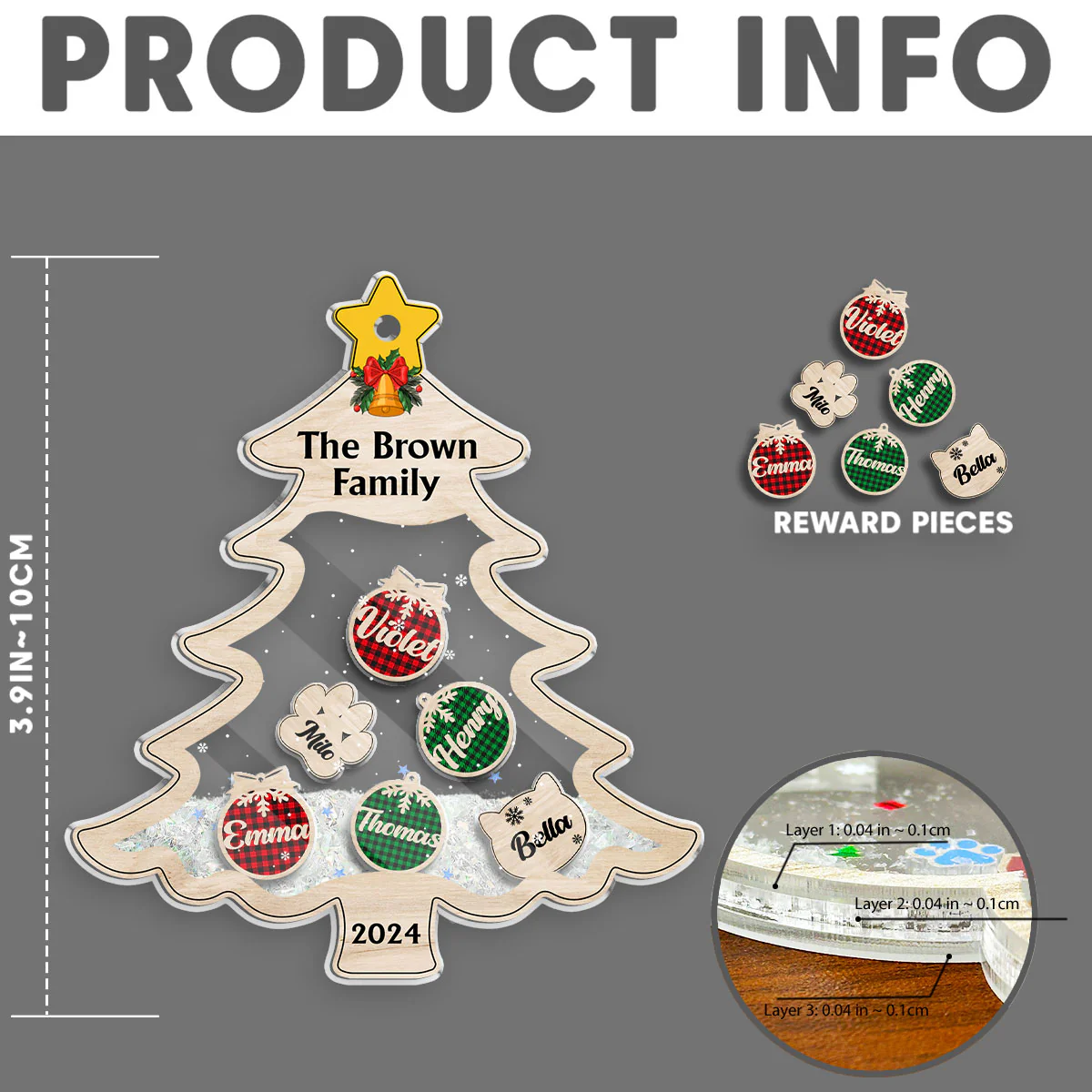 Family With Pet Charm - Personalized Custom Acrylic Shaker Ornament - Image 3