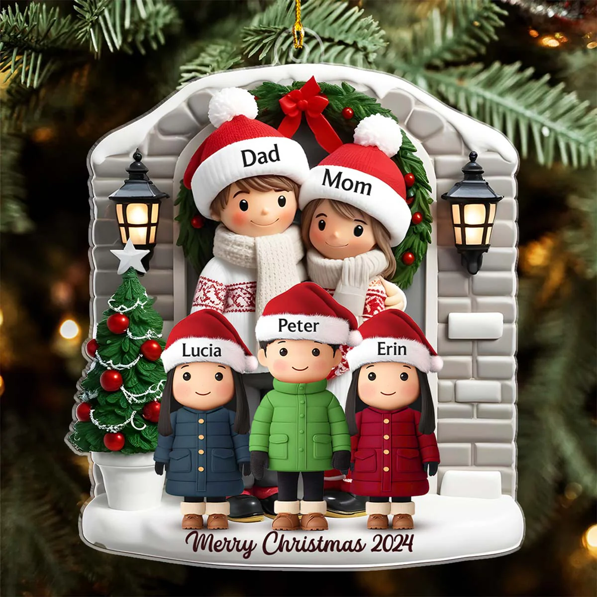 Farmhouse Family Christmas - Personalized Custom Acrylic Ornament - Image 3