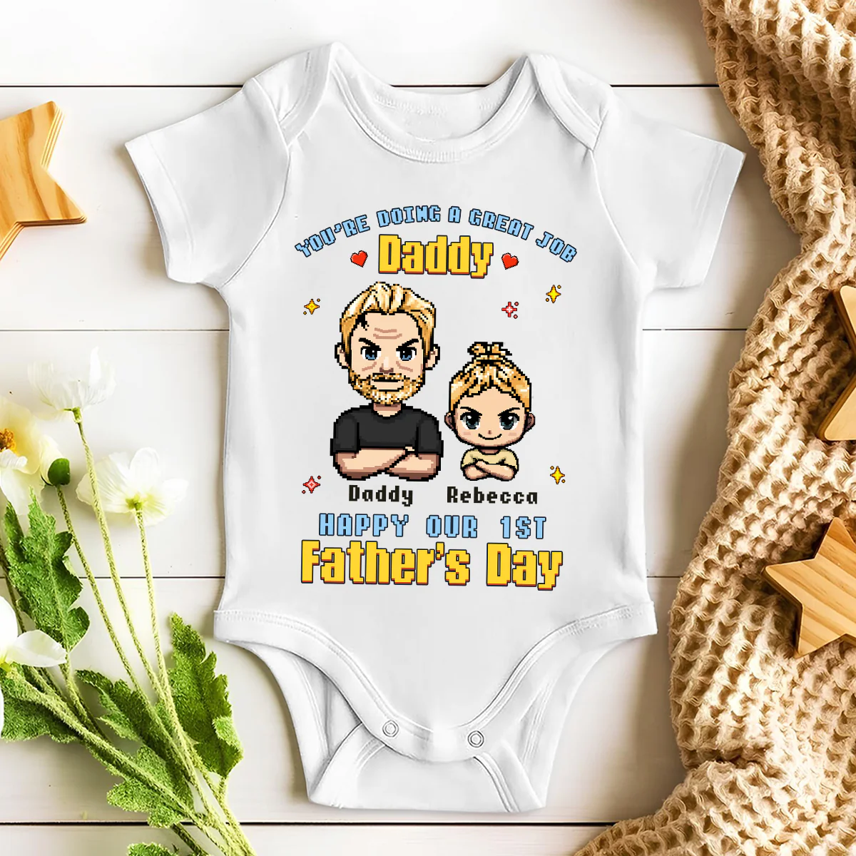 Father And Baby - Personalized Custom Baby Onesie - Image 4