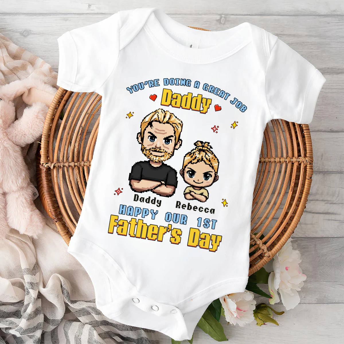 Father And Baby - Personalized Custom Baby Onesie - Image 5