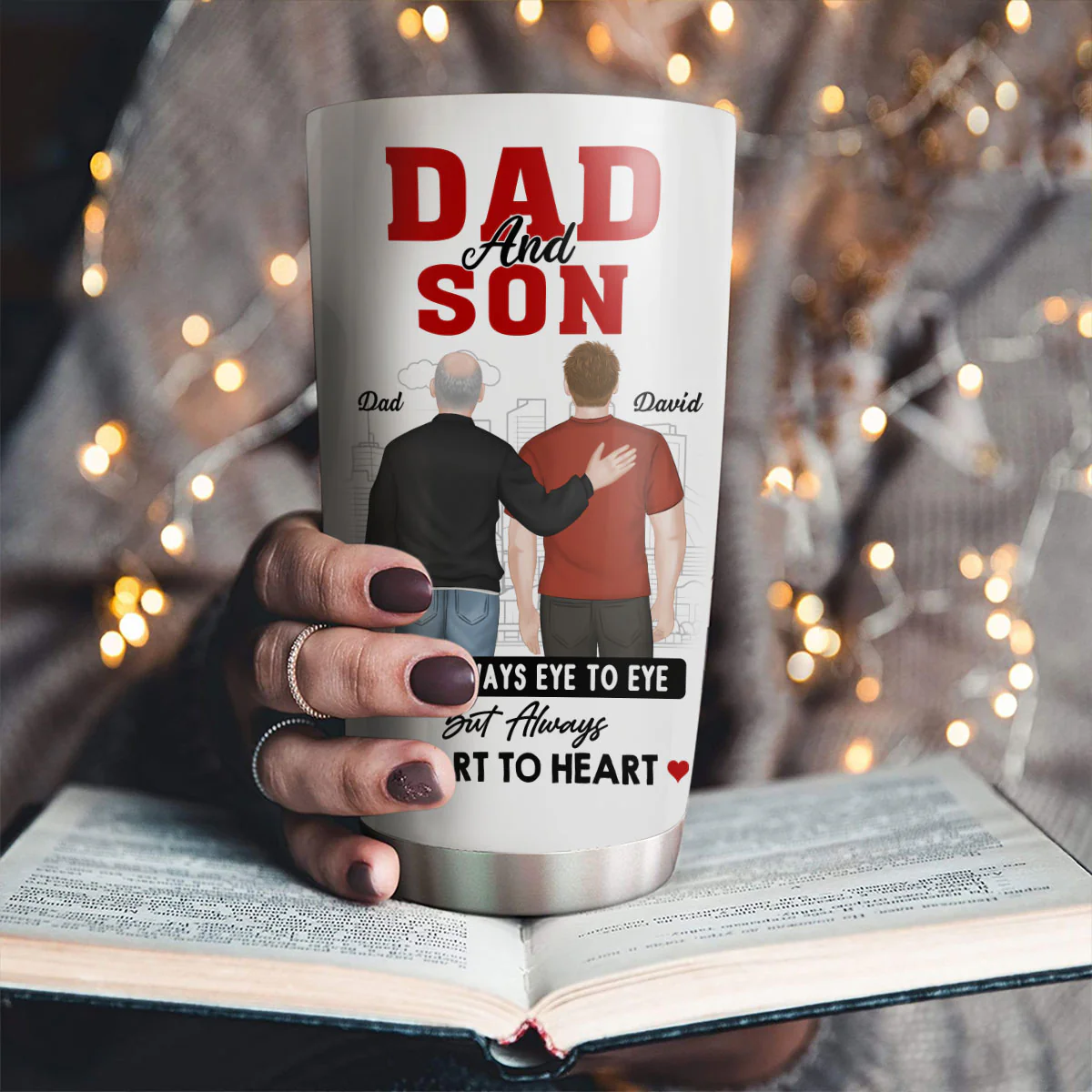 Father And Son Different Paths Same Heart - Personalized Custom Tumbler - Image 2
