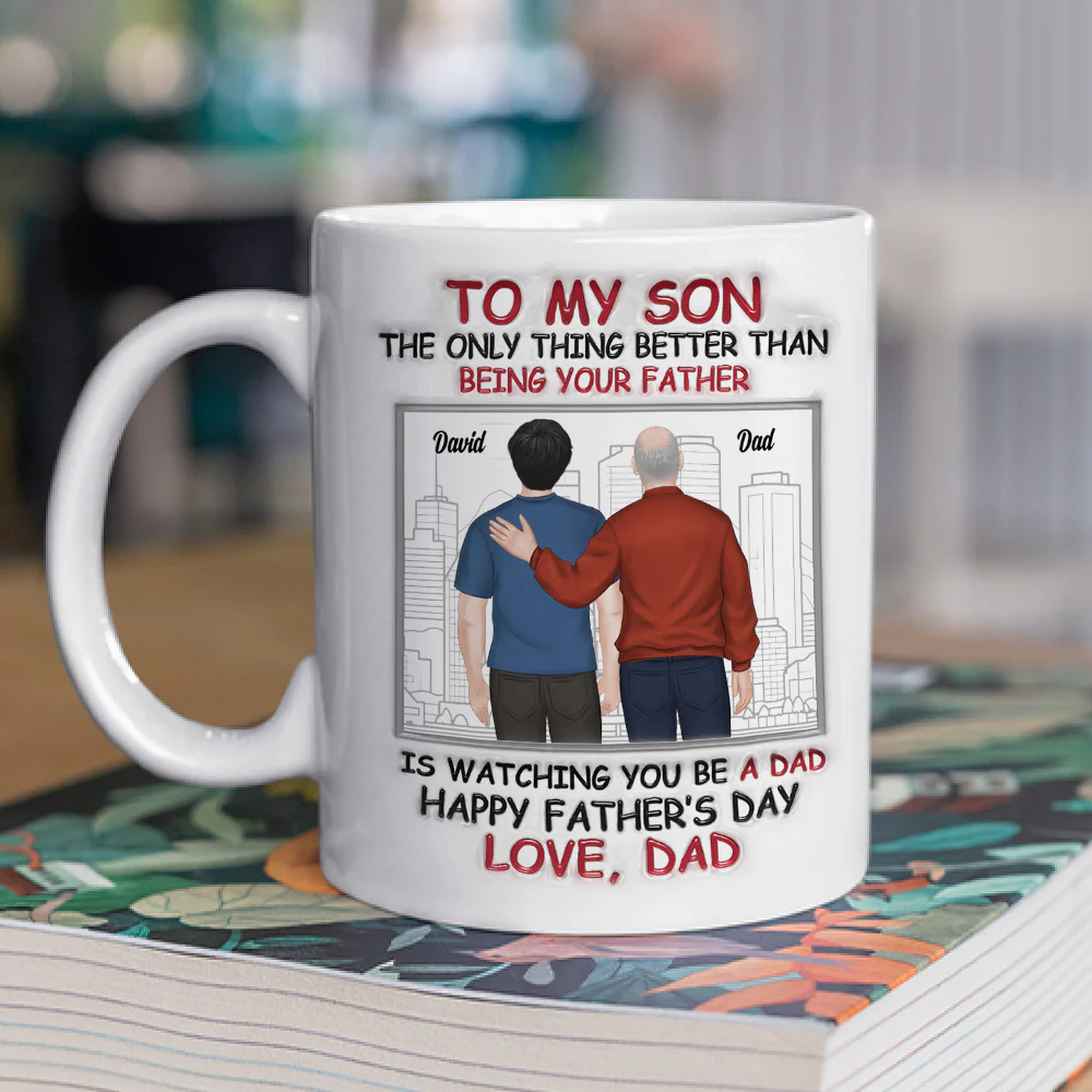 Fatherhood Looks Good On You - Personalized Custom 3D Inflated Effect Mug - Image 3