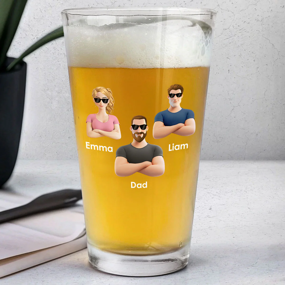 Fatherhood- Personalized Custom Beer Glass - Image 2
