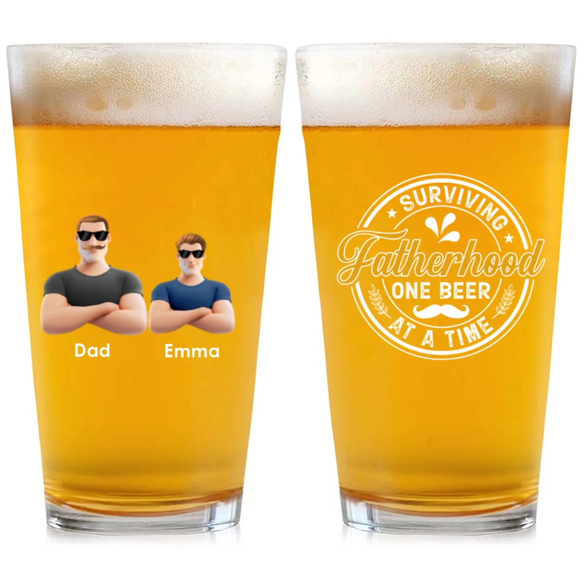 Fatherhood- Personalized Custom Beer Glass - Image 7