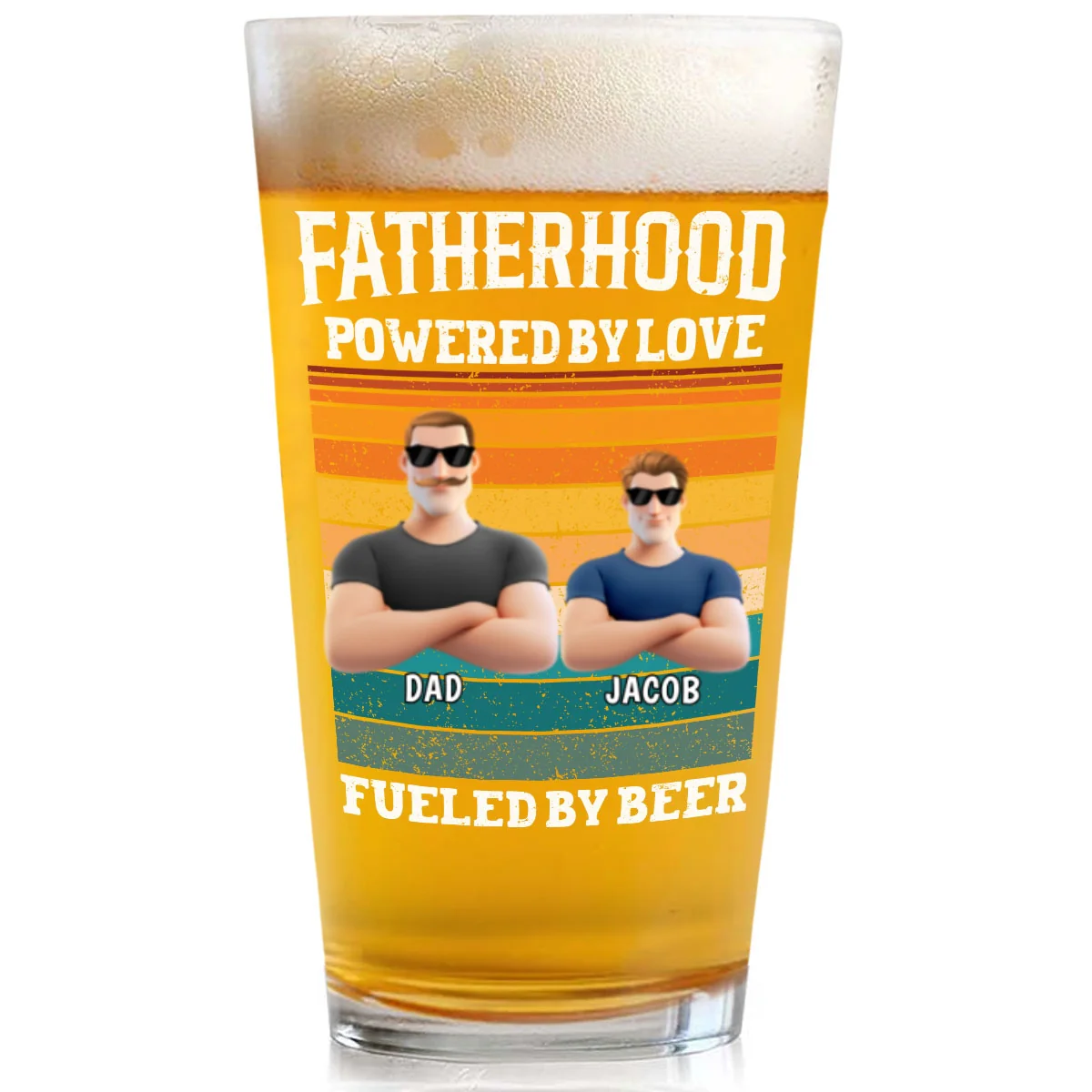 Fatherhood Powered By Love - Personalized Custom Beer Glass - Image 7