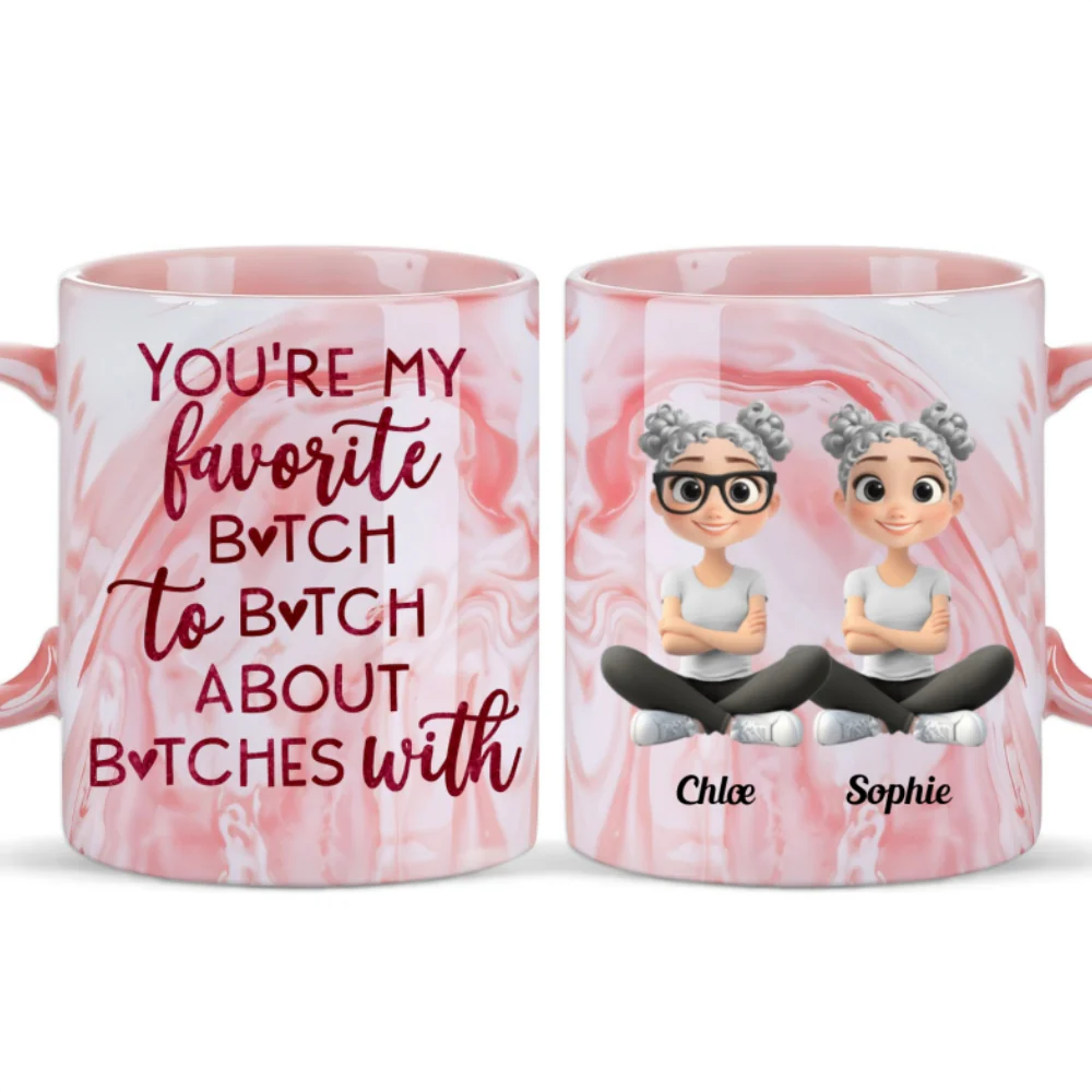 Favorite Bitch - Personalized Custom Pink Marble Mug - Image 6
