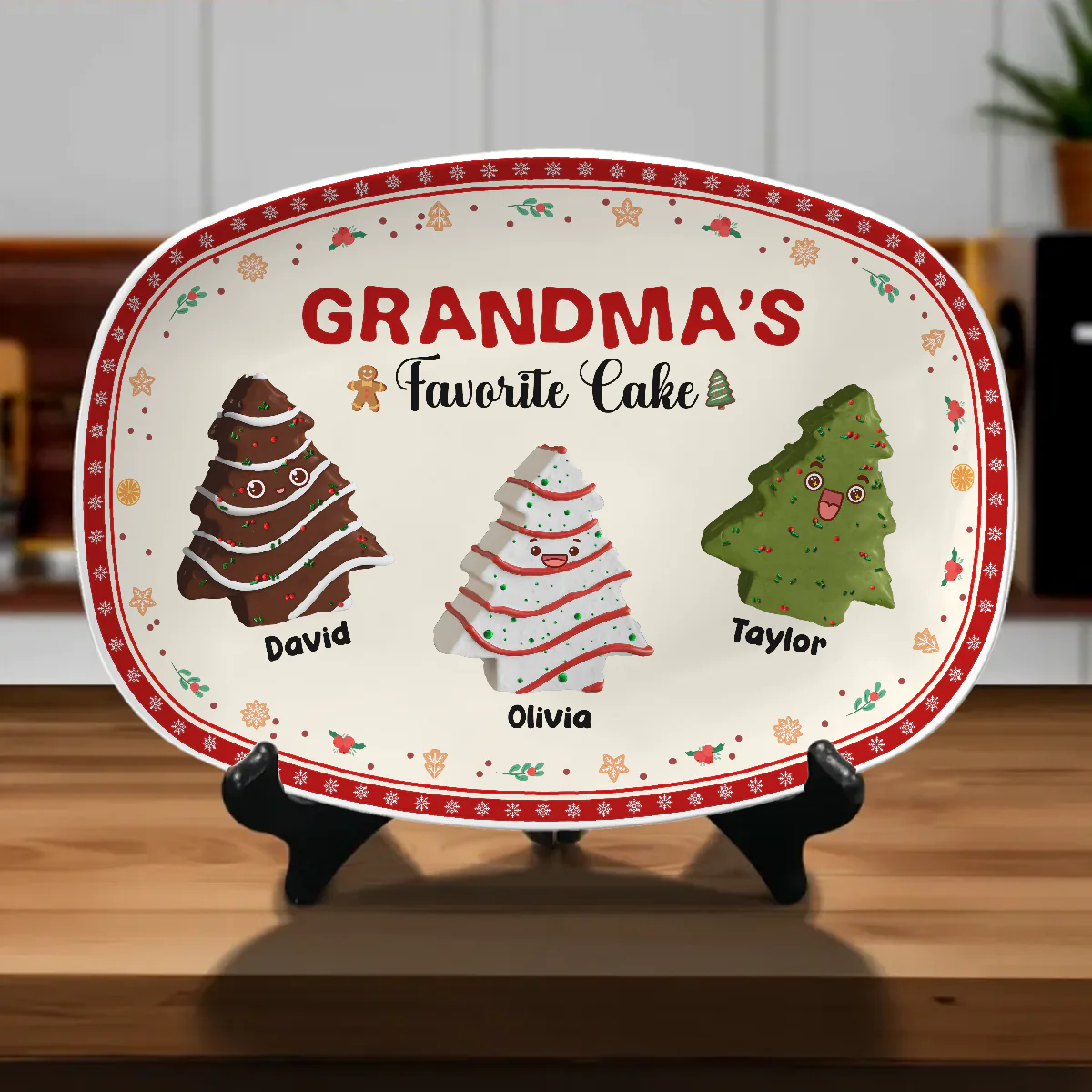 Favorite Christmas Tree Cake Of Grandma - Personalized Custom Platter - Image 2