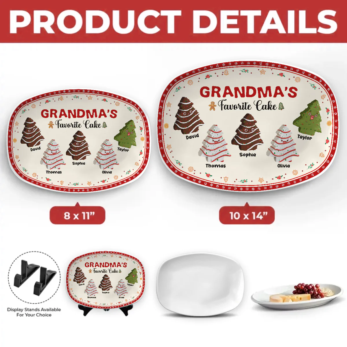 Favorite Christmas Tree Cake Of Grandma - Personalized Custom Platter - Image 6