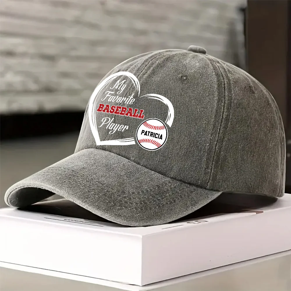 Favorite Players On My Cap - Personalized Custom Vintage Washed Denim Cap - Image 2