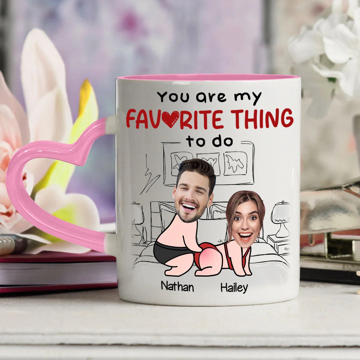 Favorite Thing - Personalized Custom Heart Handle Mug - Image 3