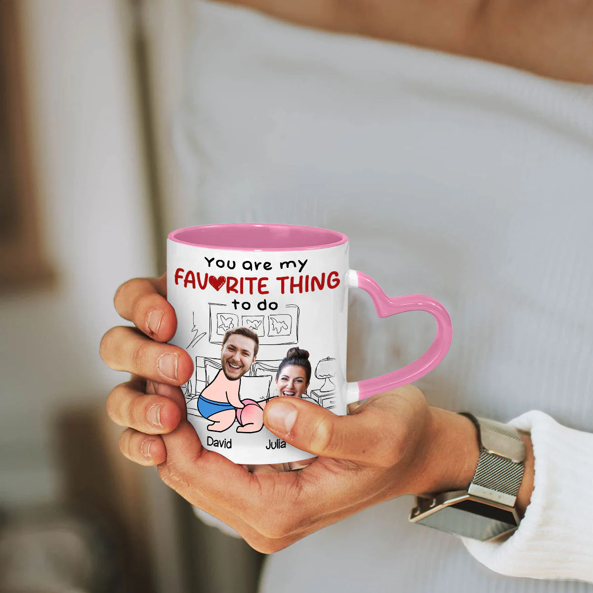 Favorite Thing - Personalized Custom Heart Handle Mug - Image 4