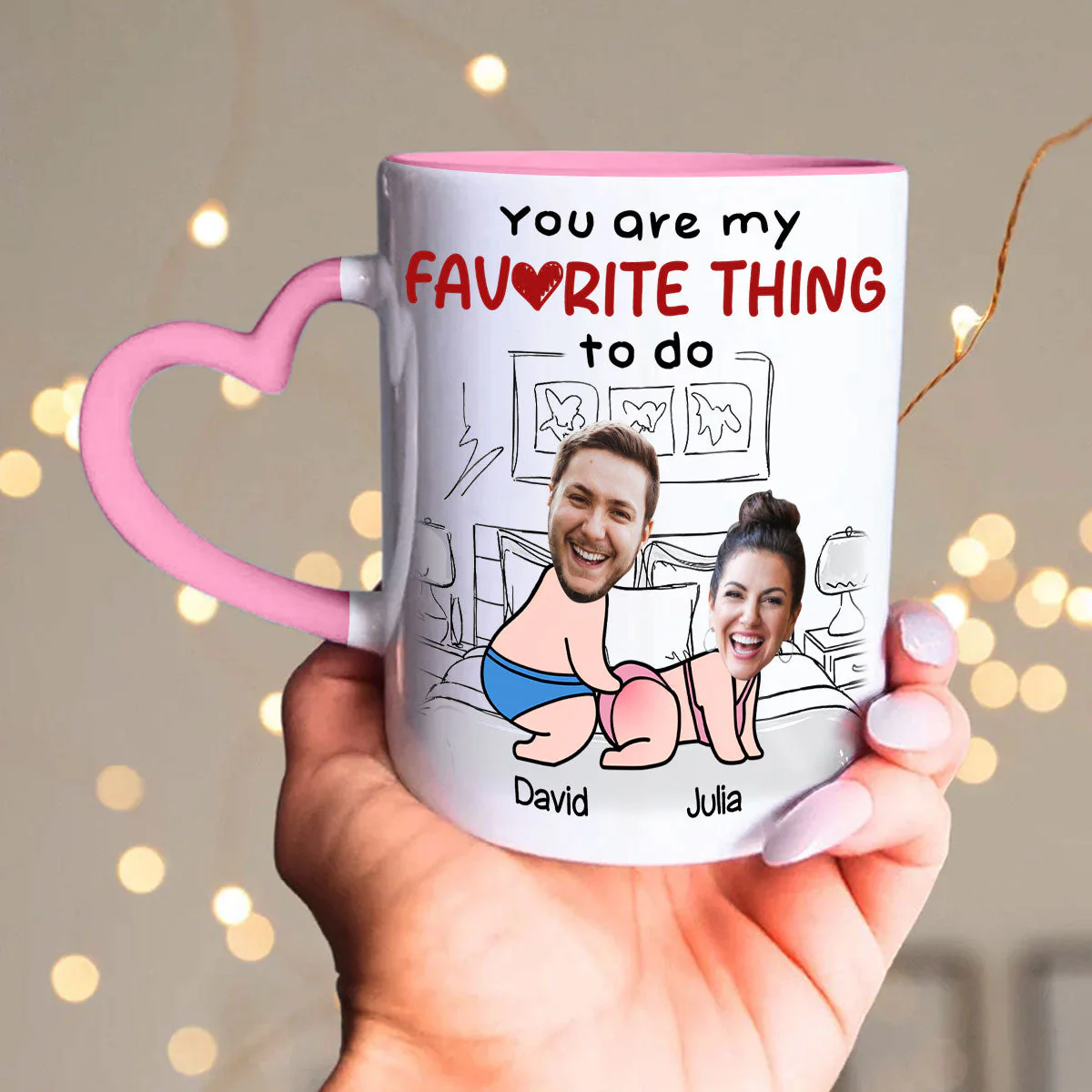 Favorite Thing - Personalized Custom Heart Handle Mug - Image 5