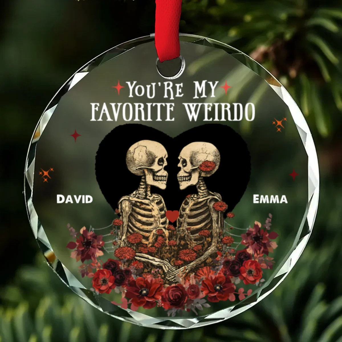 Favorite Weirdo - Personalized Custom Glass Ornament - Image 5