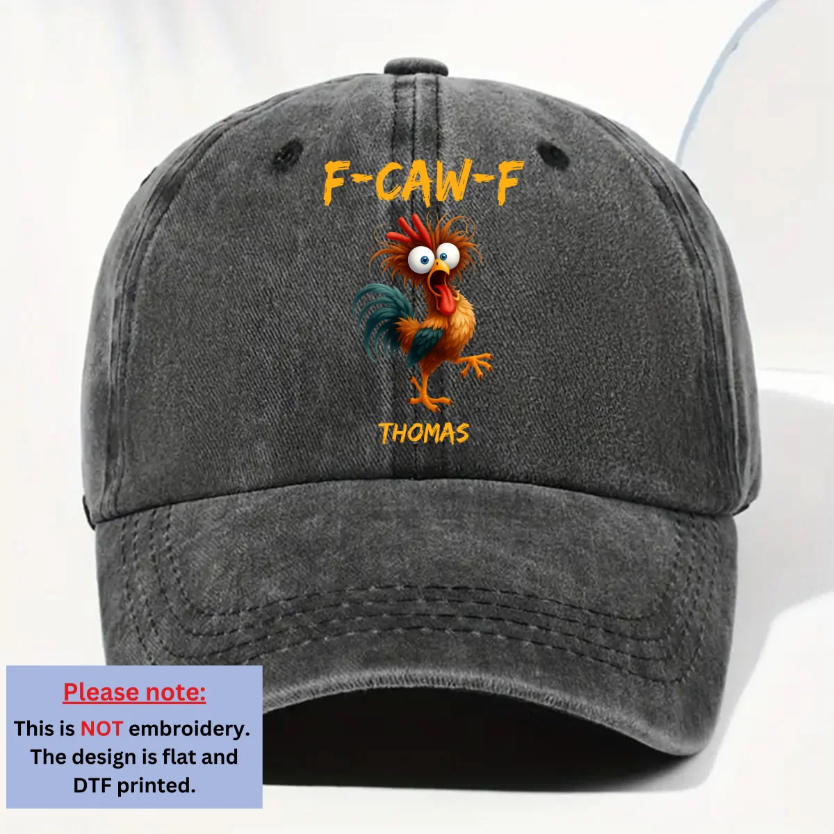 FCAWF Chicken Humor - Personalized Custom Vintage Washed Denim Cap - Image 6