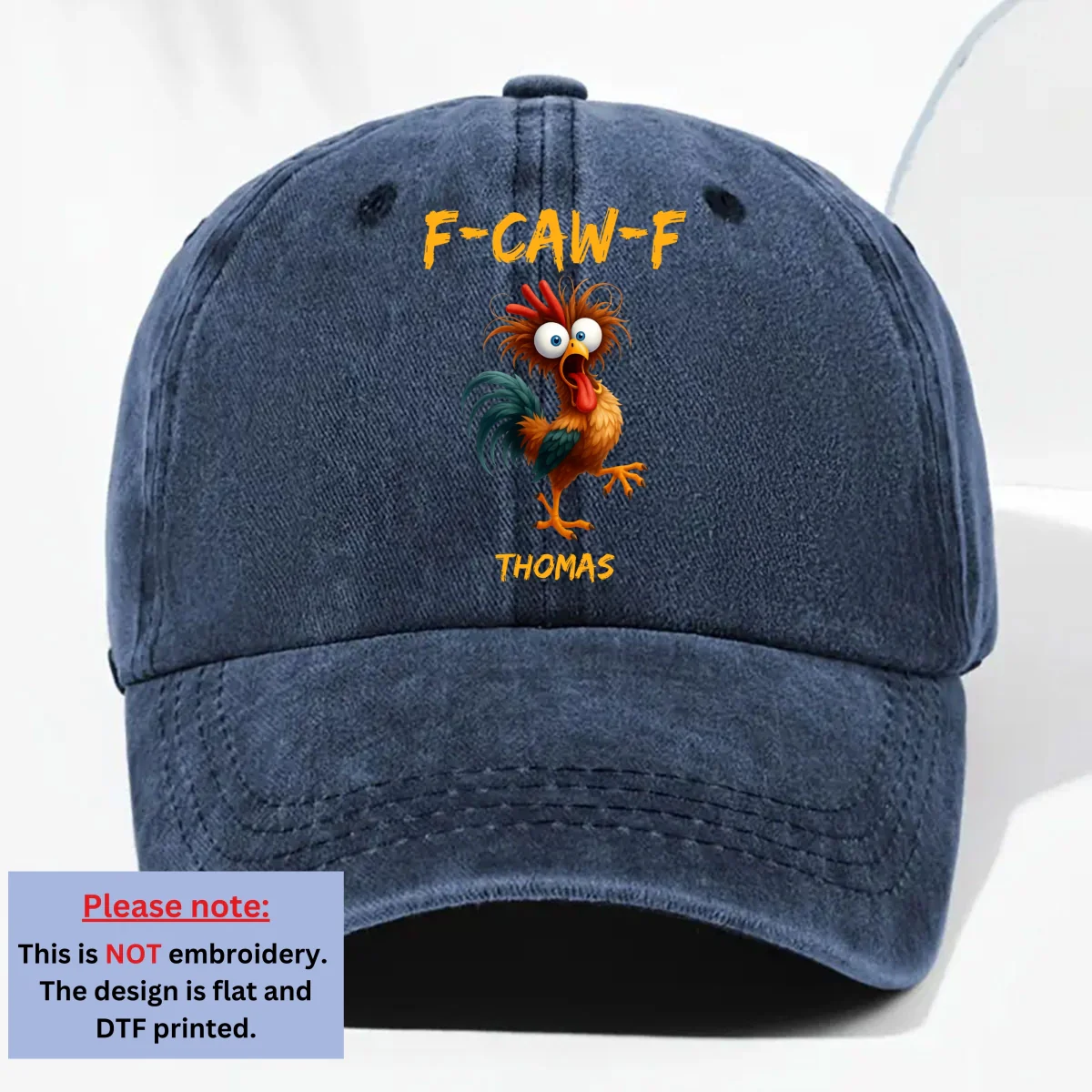 FCAWF Chicken Humor - Personalized Custom Vintage Washed Denim Cap - Image 8
