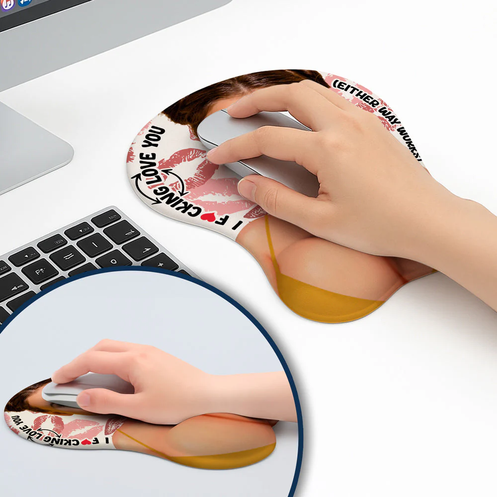 Fcking Love You Custom Funny Face - Personalized Custom 3D Mouse Pad - Image 3