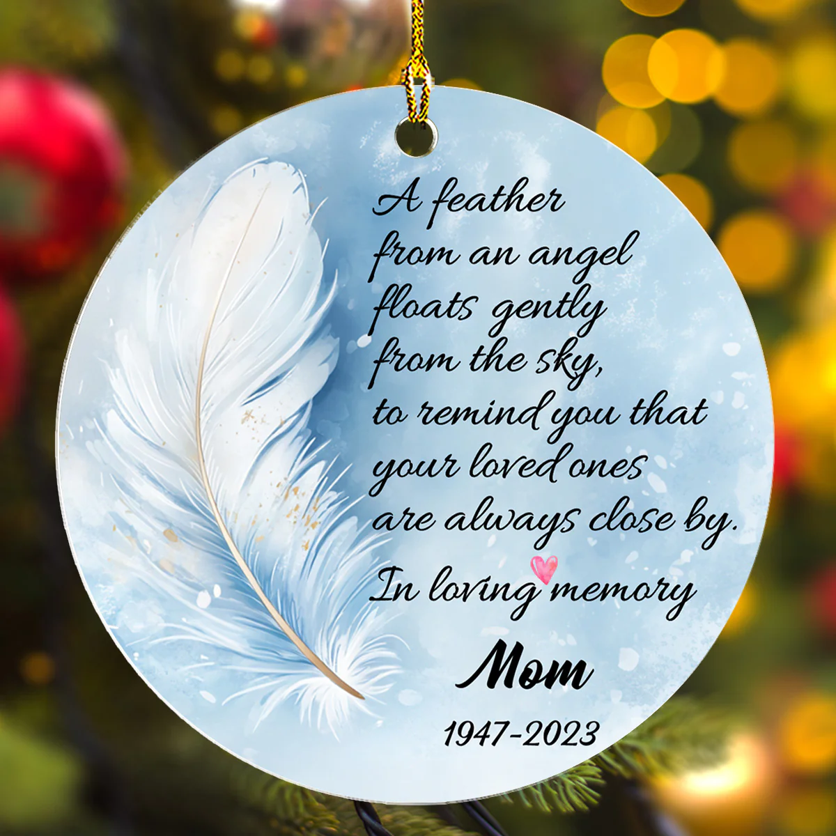 Feather Memorial - Personalized Custom Acrylic Ornament - Image 3