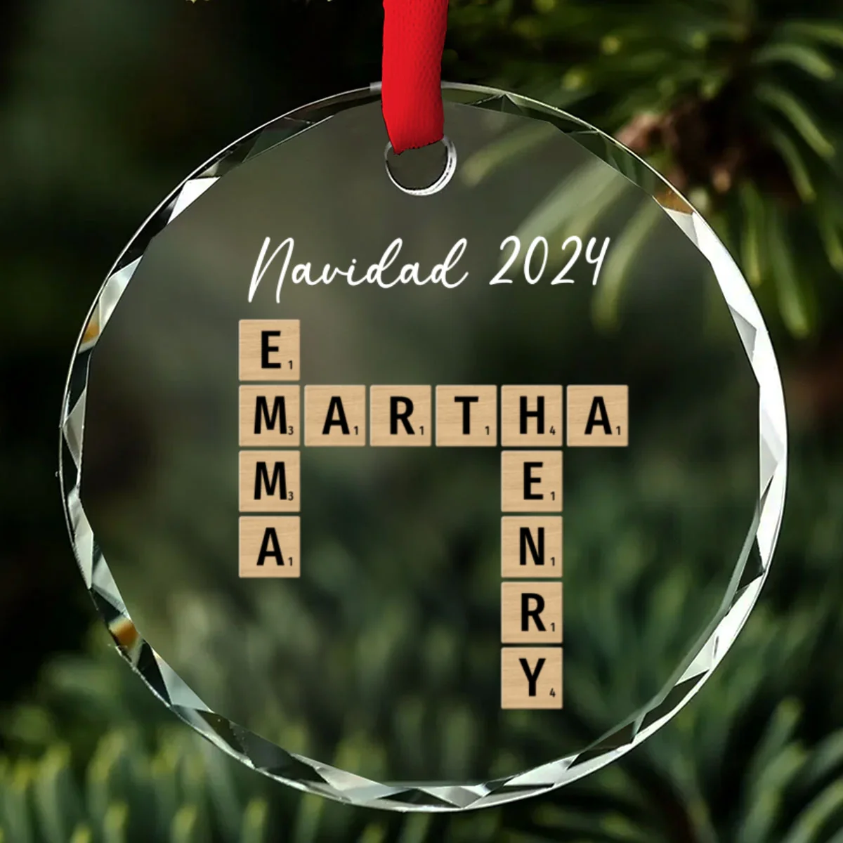 Feliz Navidad - Personalized Custom Glass Ornament - Image 4