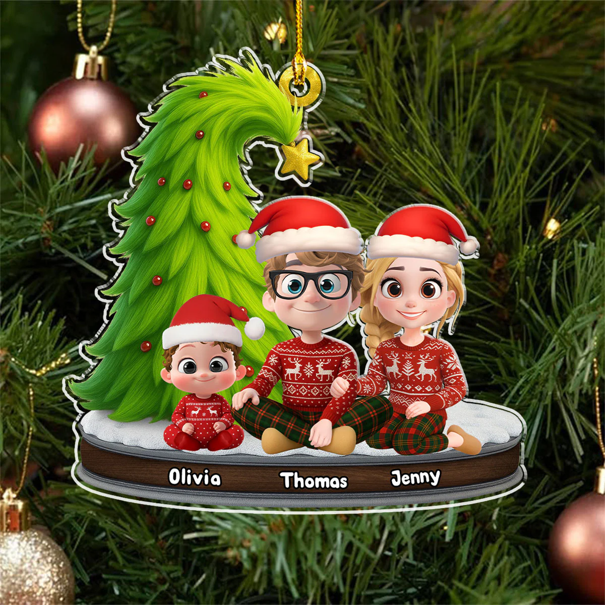 Festive Family - Personalized Custom Acrylic Ornament - Image 5
