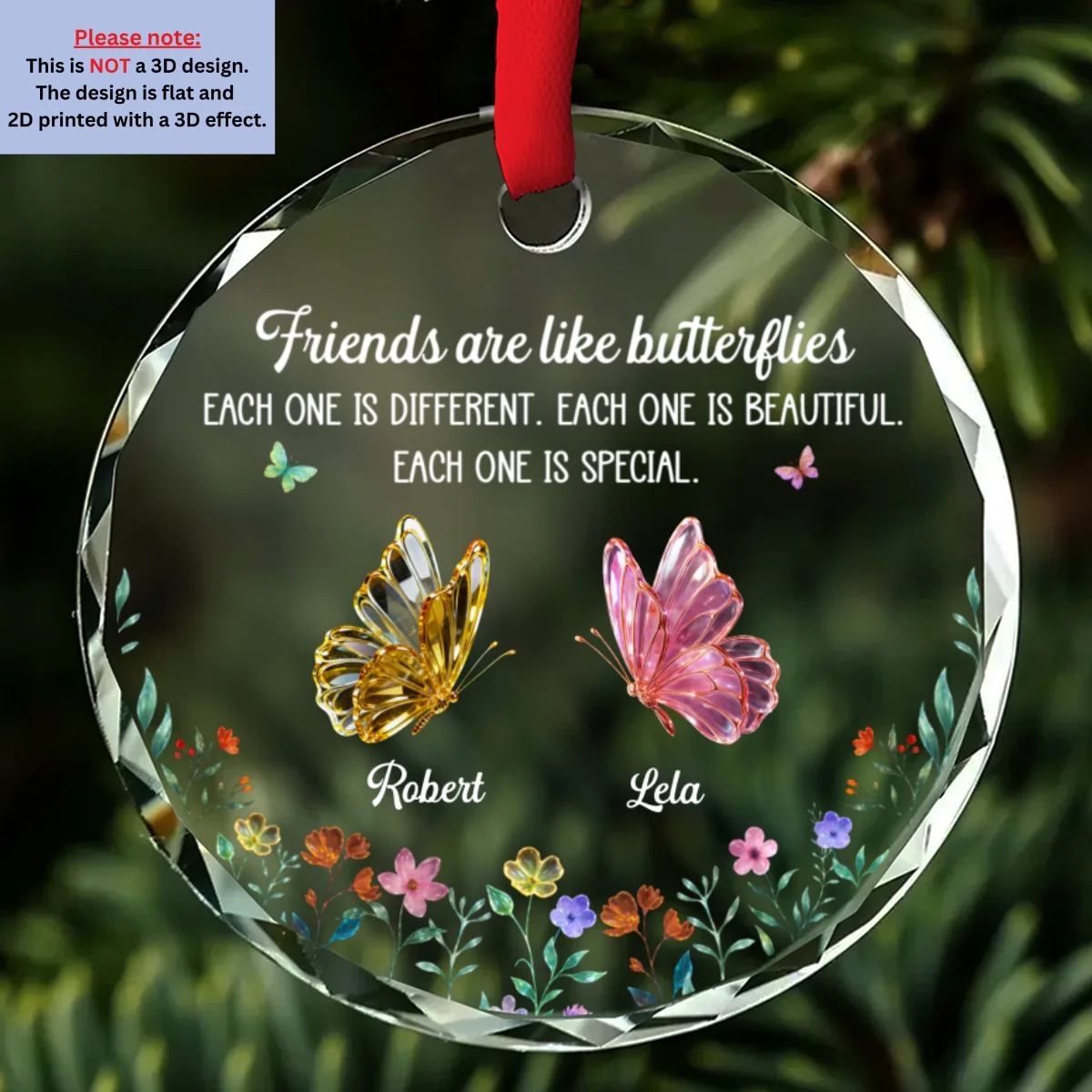 Festive Friends Love - Personalized Custom Glass Ornament - Image 7