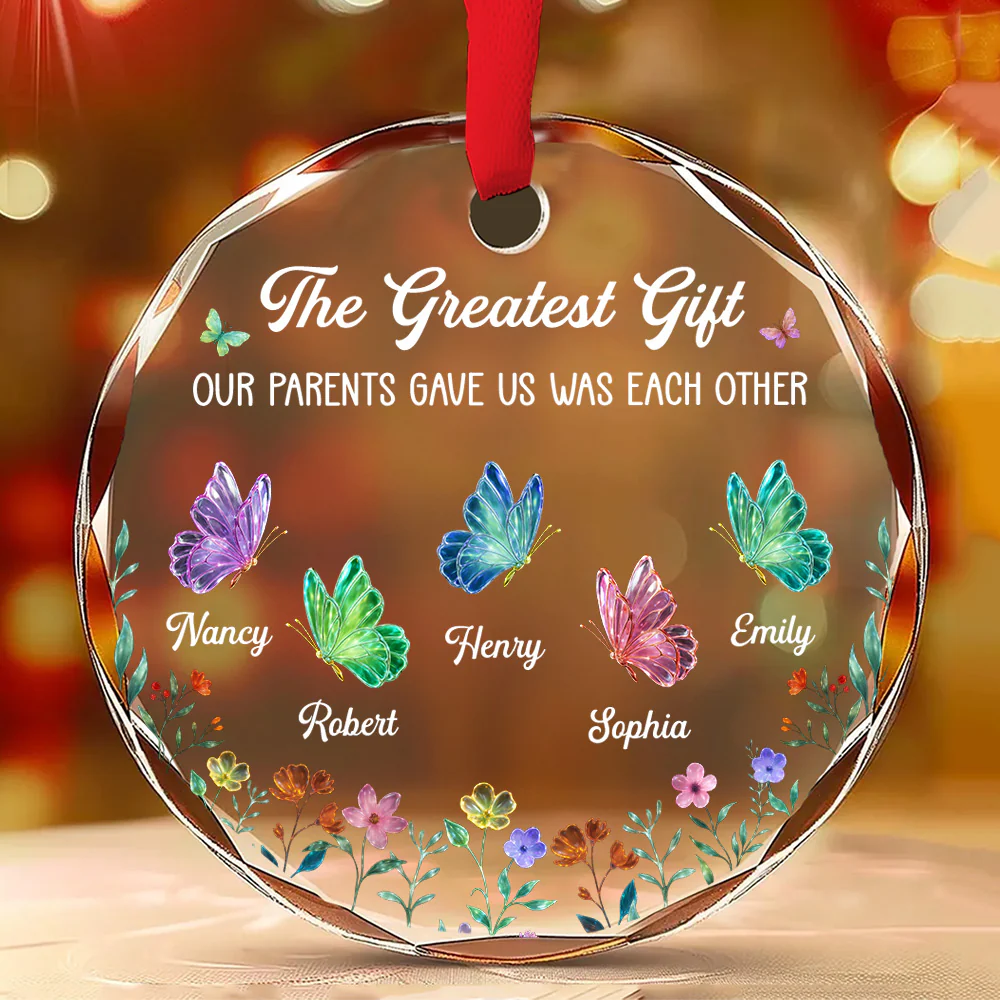 Festive Sister Love 3 - Personalized Custom Glass Ornament - Image 2
