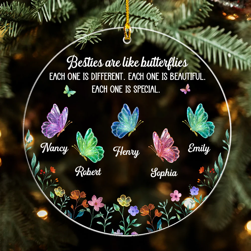 Festive Sister Love - Personalized Custom Acrylic Ornament - Image 3