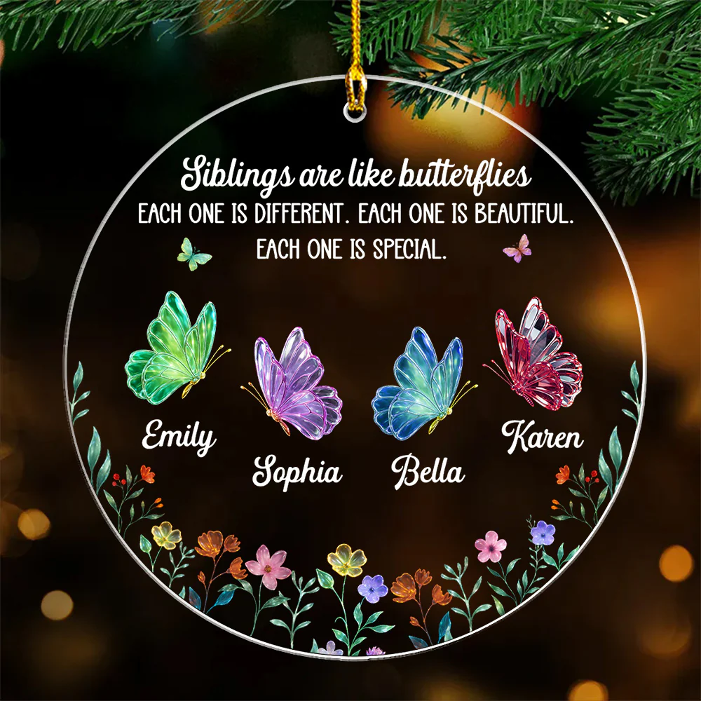 Festive Sister Love - Personalized Custom Acrylic Ornament - Image 4