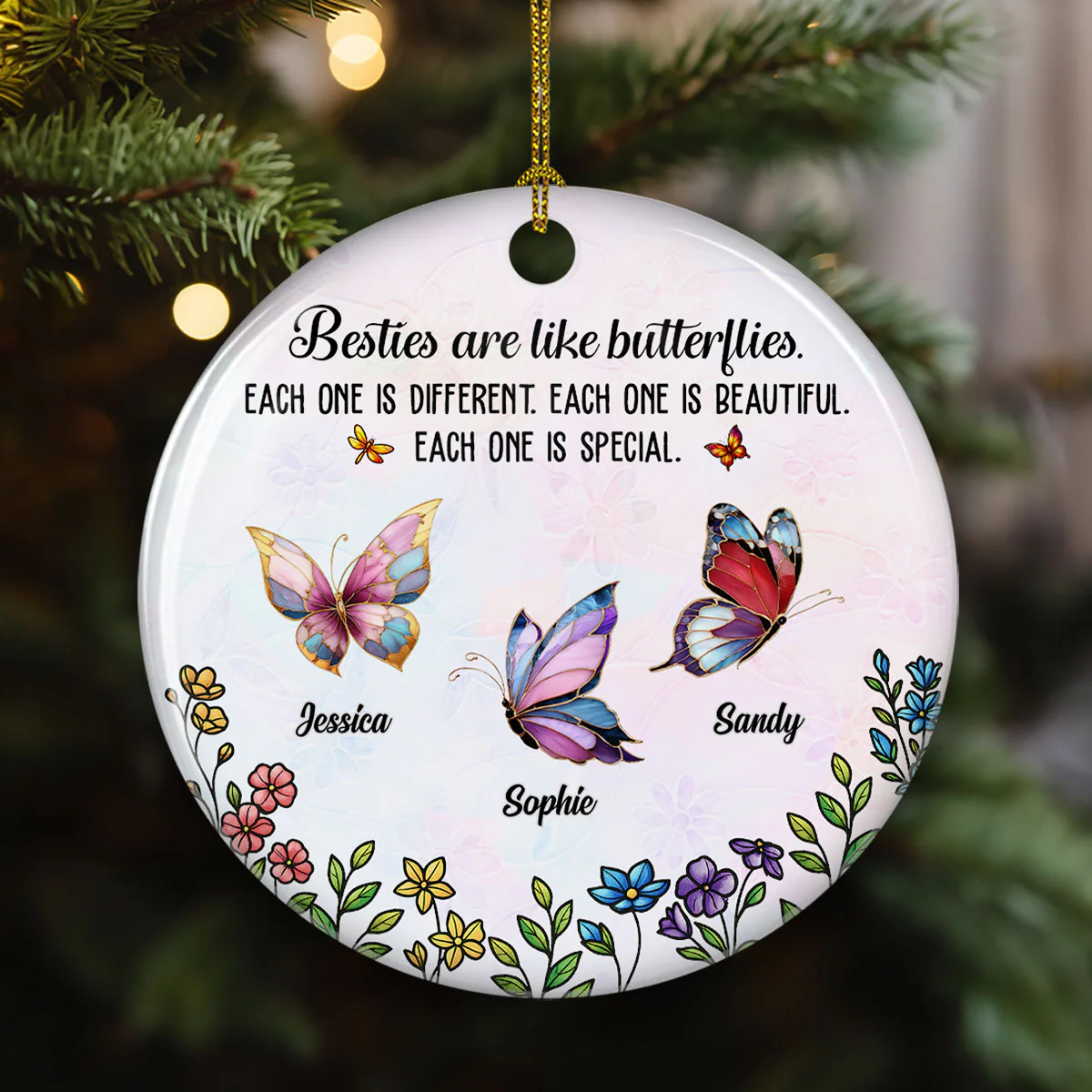 Festive Sister Love - Personalized Custom Ceramic Ornament