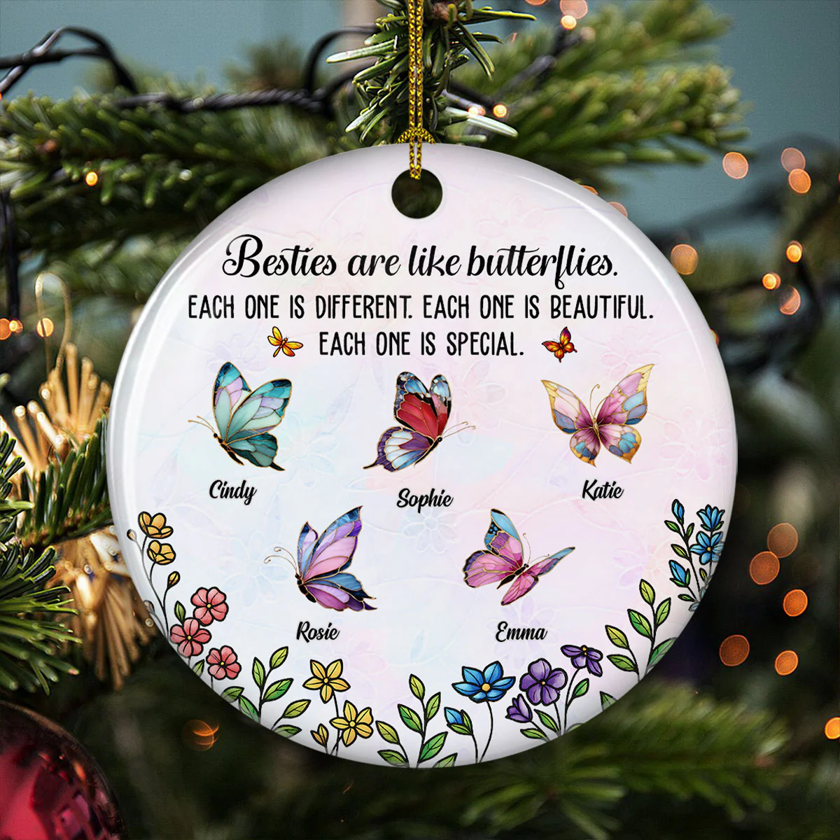 Festive Sister Love - Personalized Custom Ceramic Ornament - Image 3