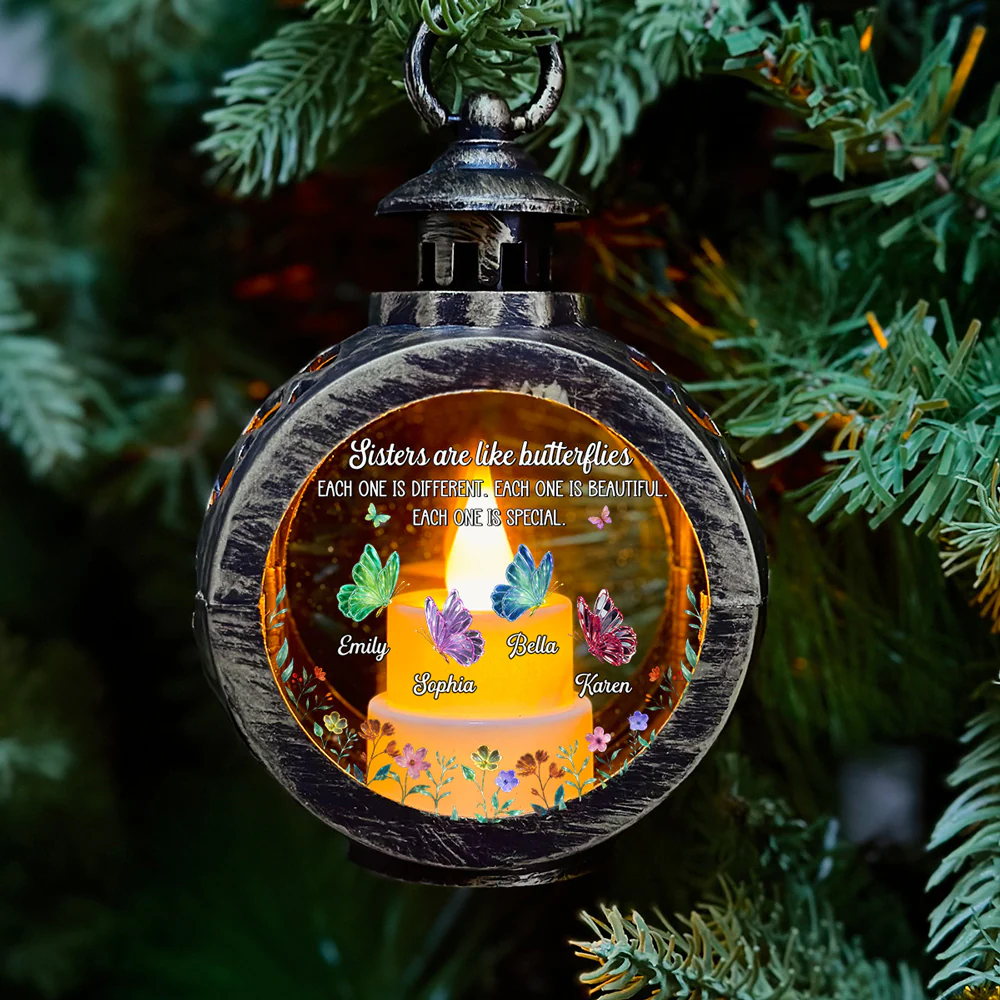 Festive Sister Love - Personalized Custom Christmas Lantern - Image 2