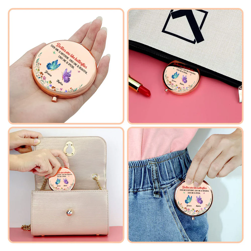 Festive Sister Love - Personalized Custom Compact Mirror - Image 3