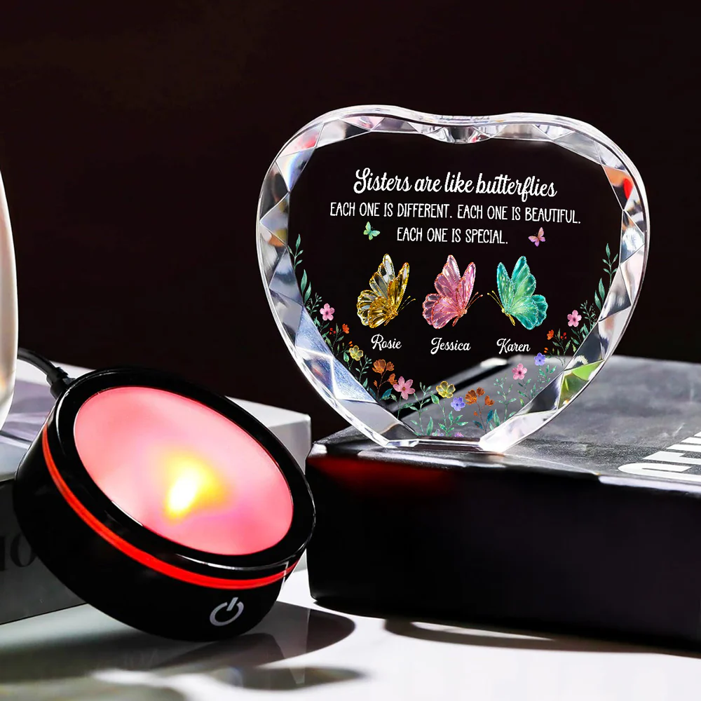 Festive Sister Love - Personalized Custom Crystal Led Light - Image 6