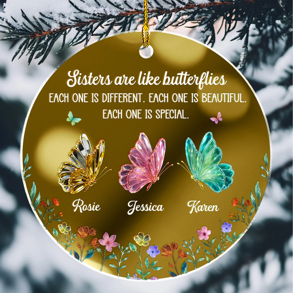 Festive Sister Love - Personalized Custom Mirrored Acrylic Ornament - Image 2
