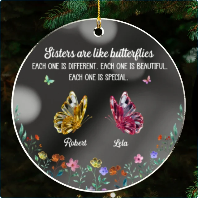 Festive Sister Love - Personalized Custom Mirrored Acrylic Ornament - Image 6