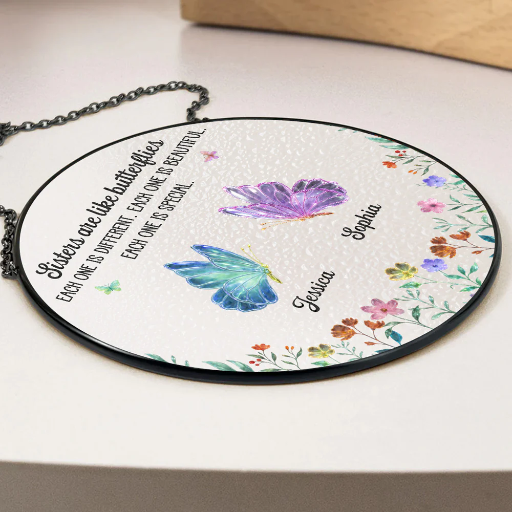 Festive Sister Love - Personalized Custom Window Hanging Suncatcher - Image 3