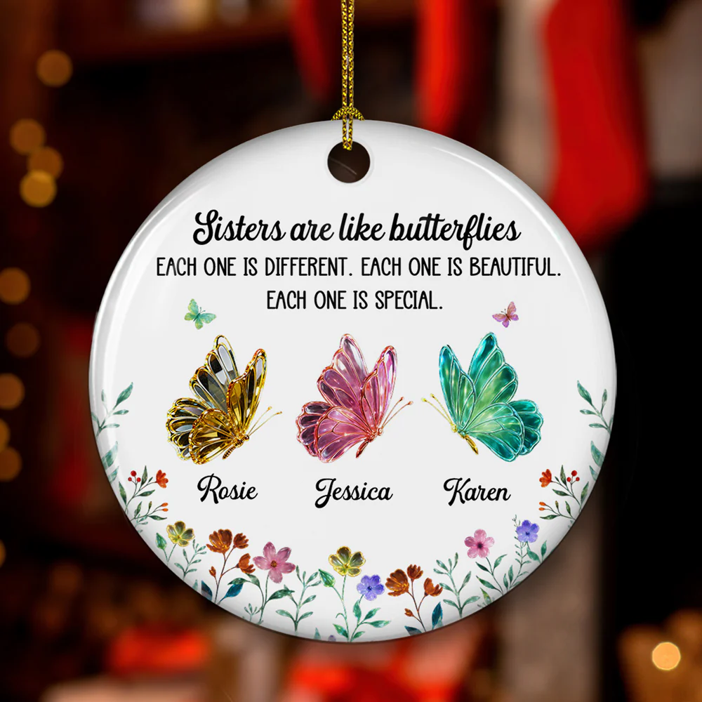 Festive Sister - Personalized Custom Ceramic Ornament - Image 3
