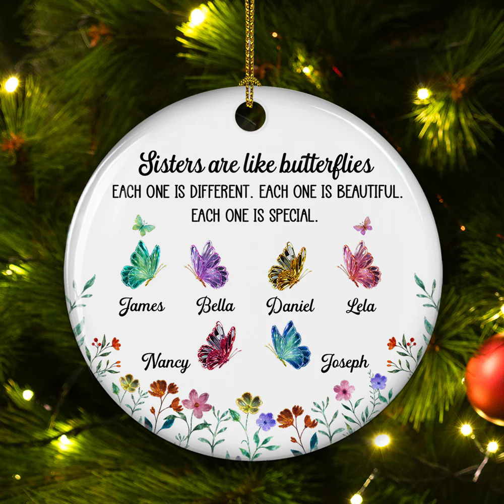 Festive Sister - Personalized Custom Ceramic Ornament - Image 5