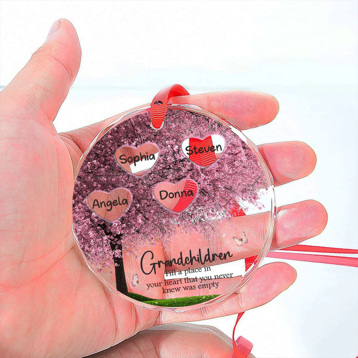 Fill A Place In Your Heart - Personalized Custom Glass Ornament - Image 4