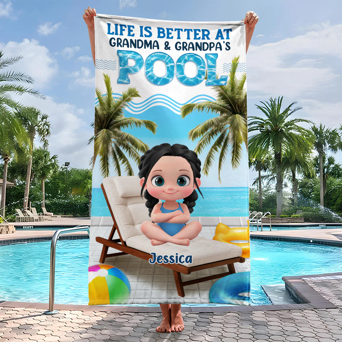 Find Me Under The Palms - Personalized Custom Beach Towel