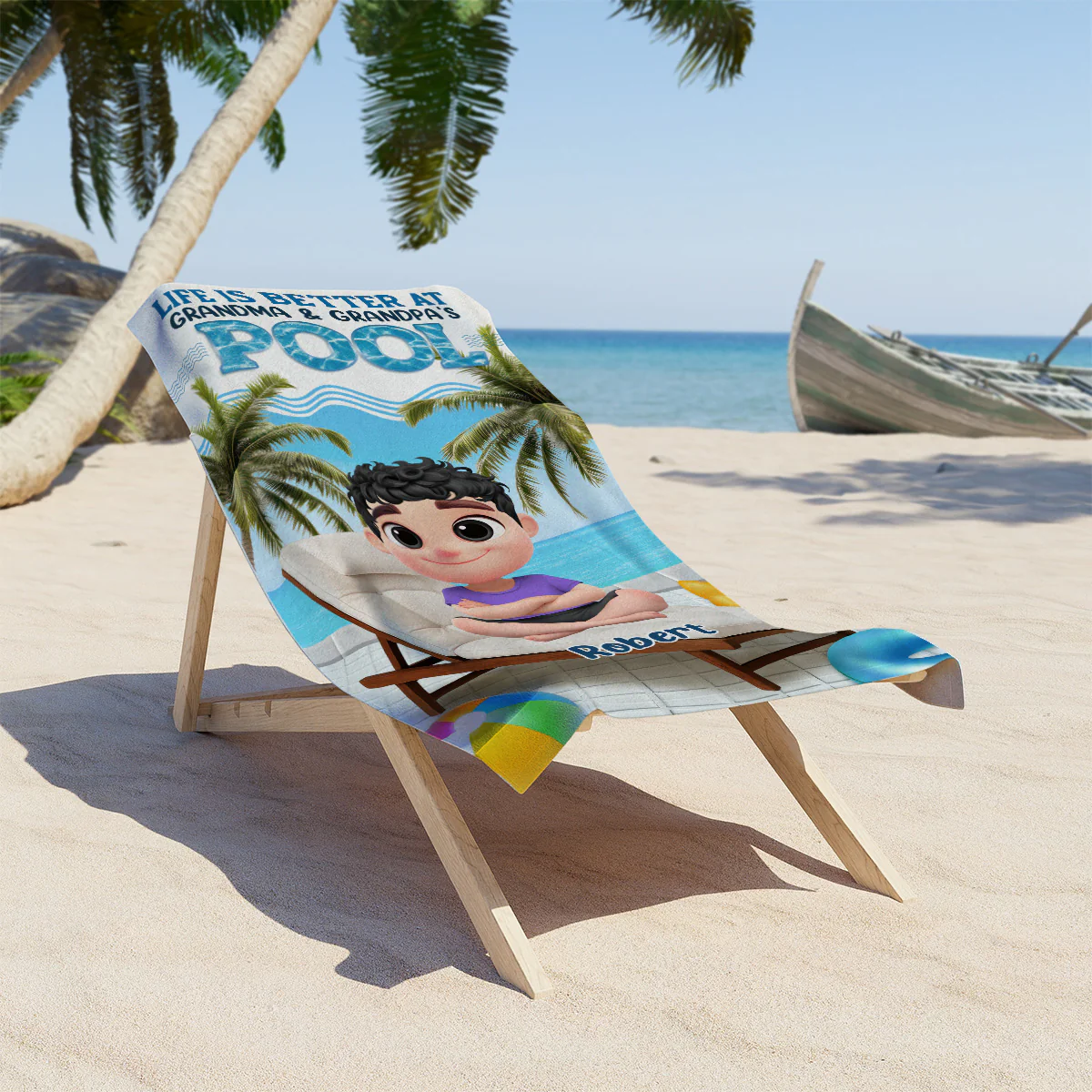 Find Me Under The Palms - Personalized Custom Beach Towel - Image 3