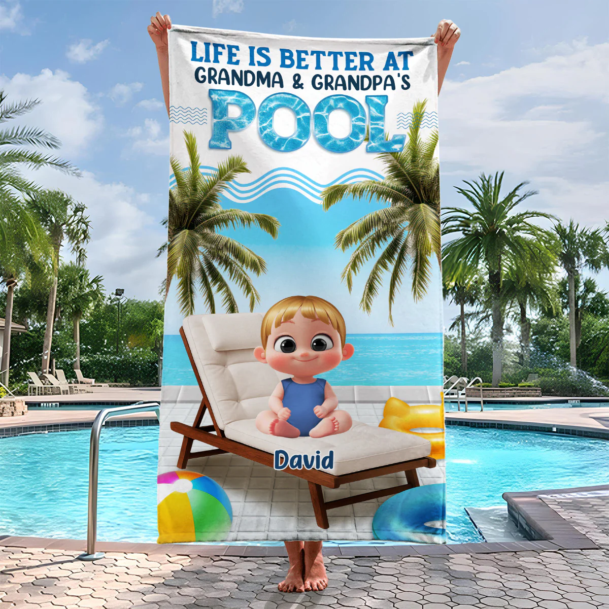 Find Me Under The Palms - Personalized Custom Beach Towel - Image 4