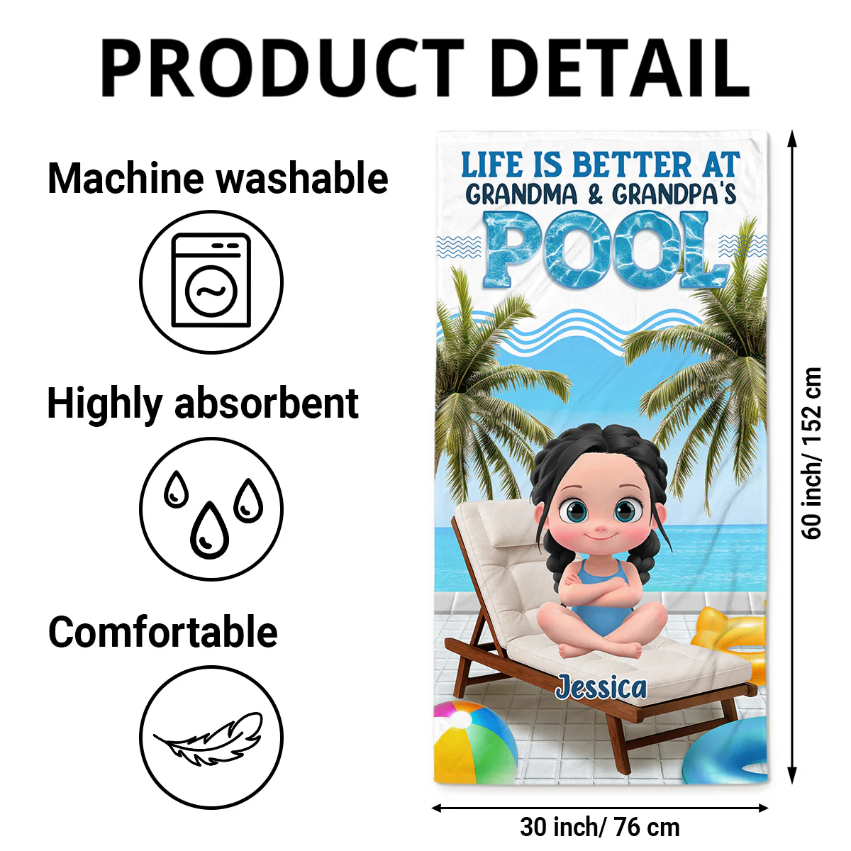 Find Me Under The Palms - Personalized Custom Beach Towel - Image 5