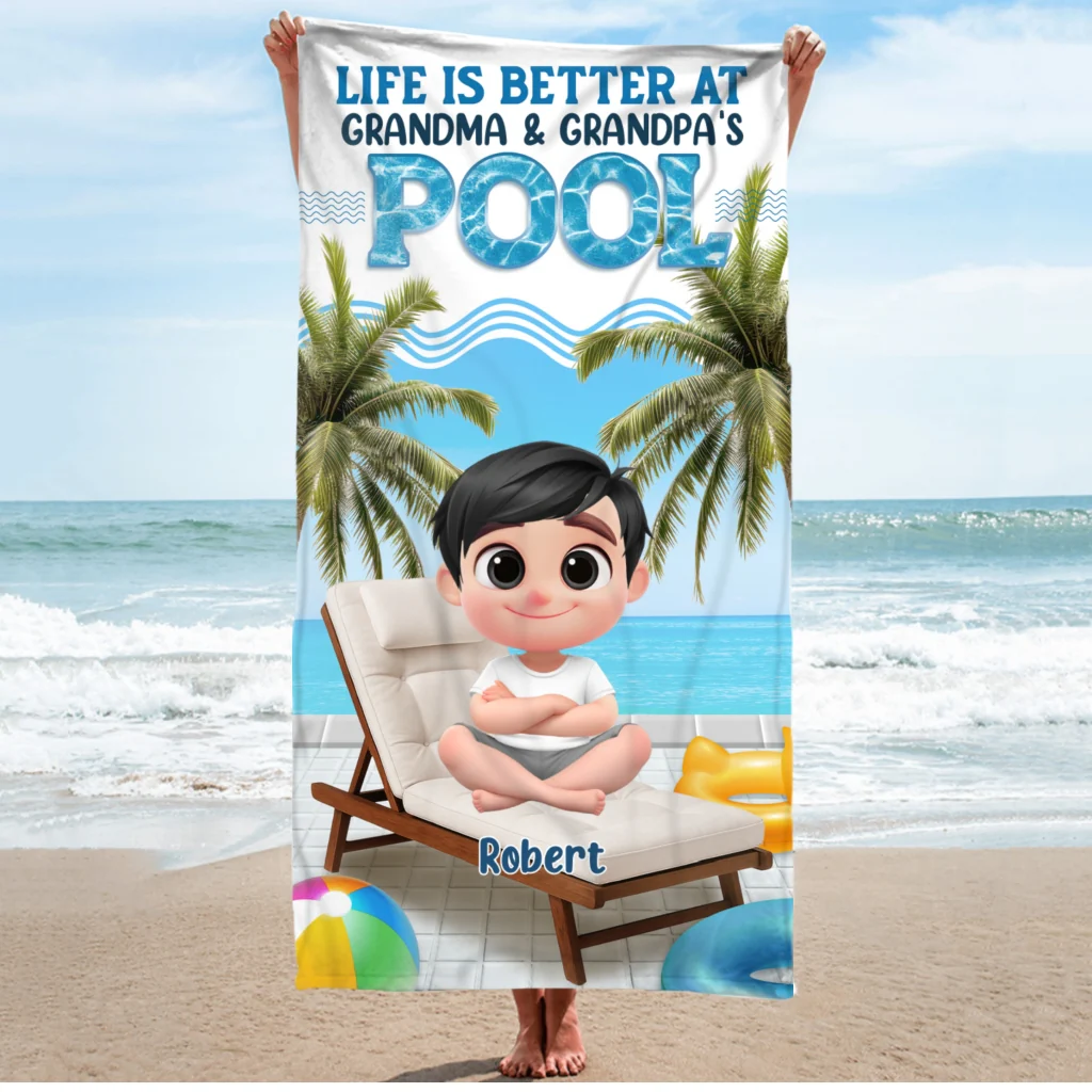 Find Me Under The Palms - Personalized Custom Beach Towel - Image 6