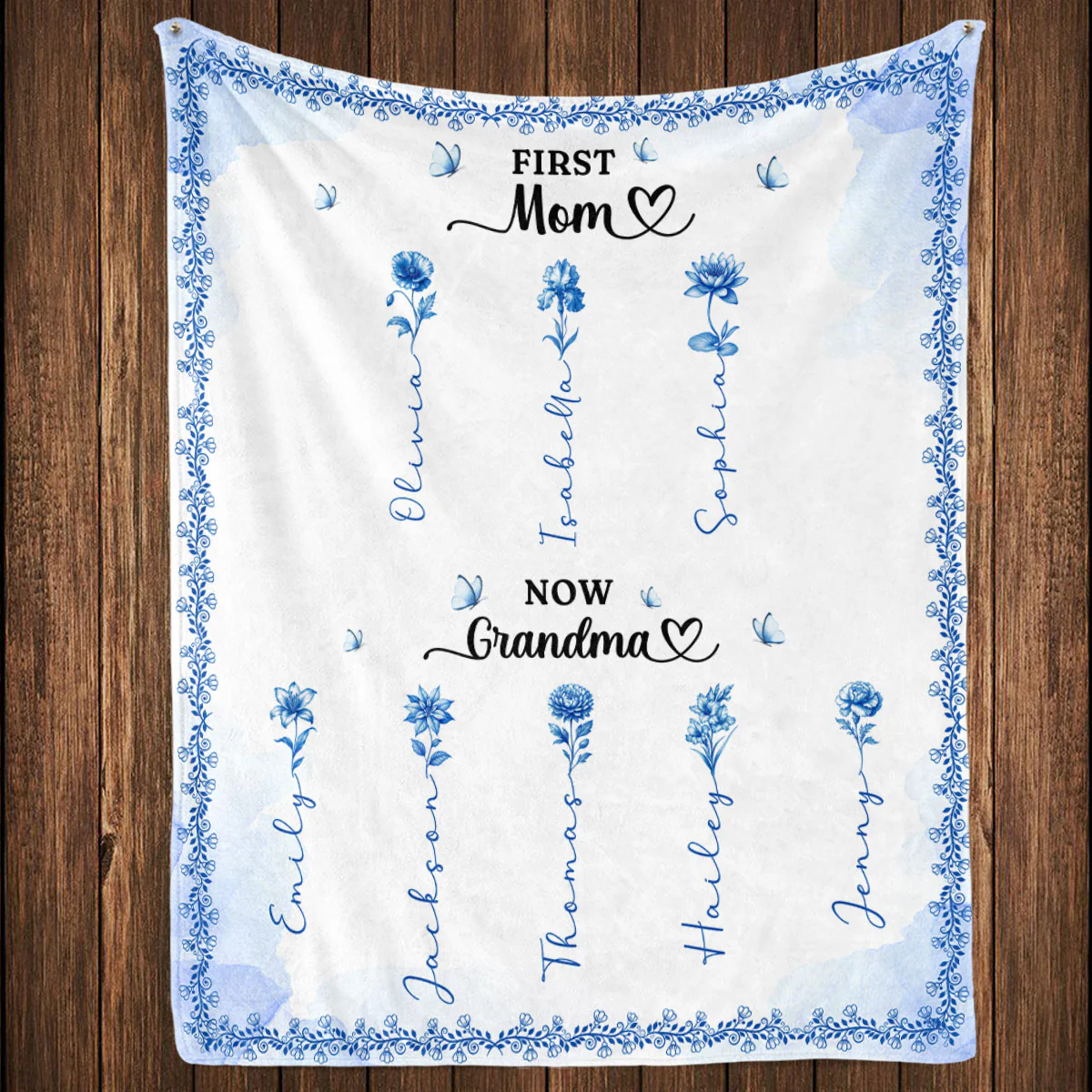 First And Now Blue - Personalized Custom Fleece Blanket - Image 4