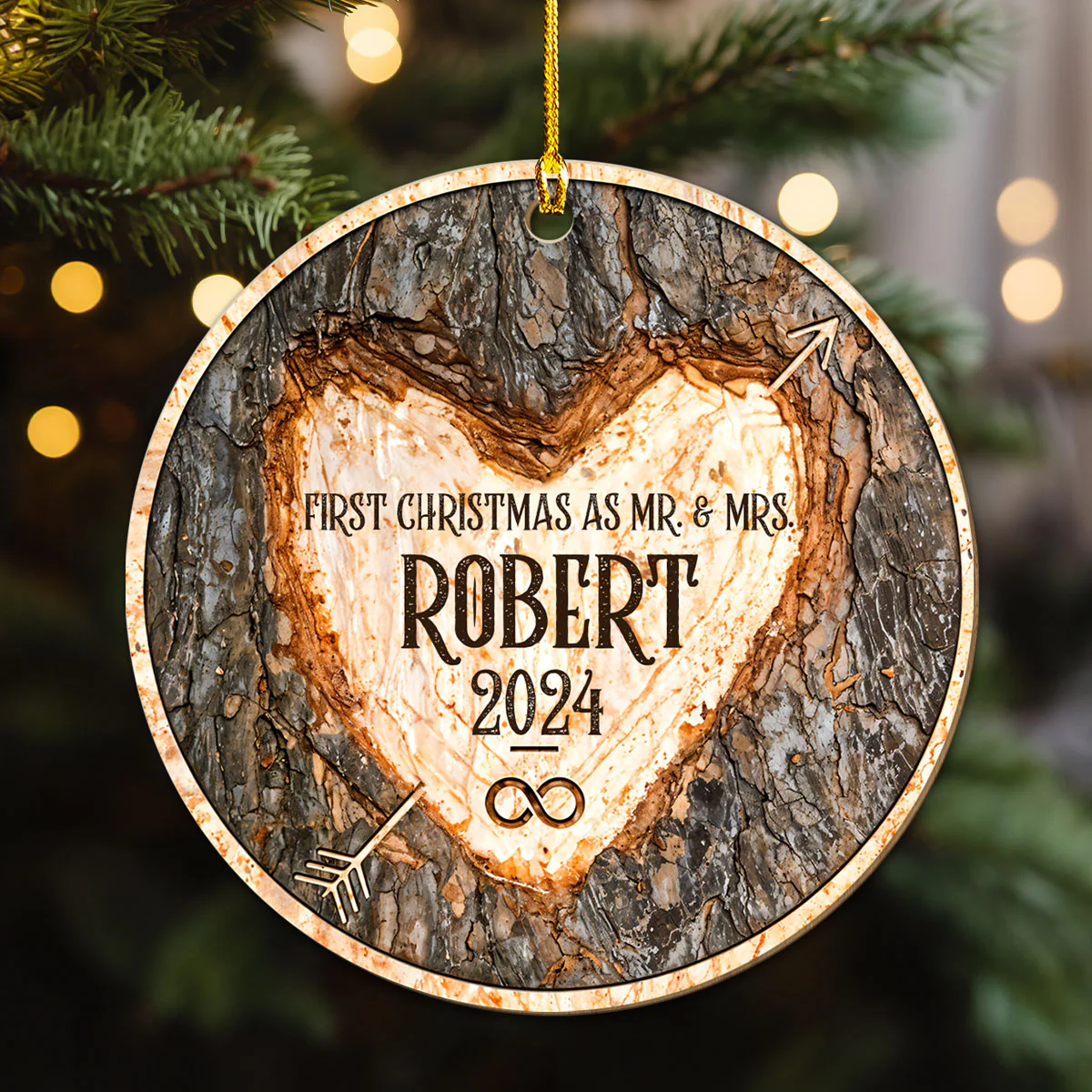 First Christmas Of Us - Personalized Custom Wood Ornament - Image 2