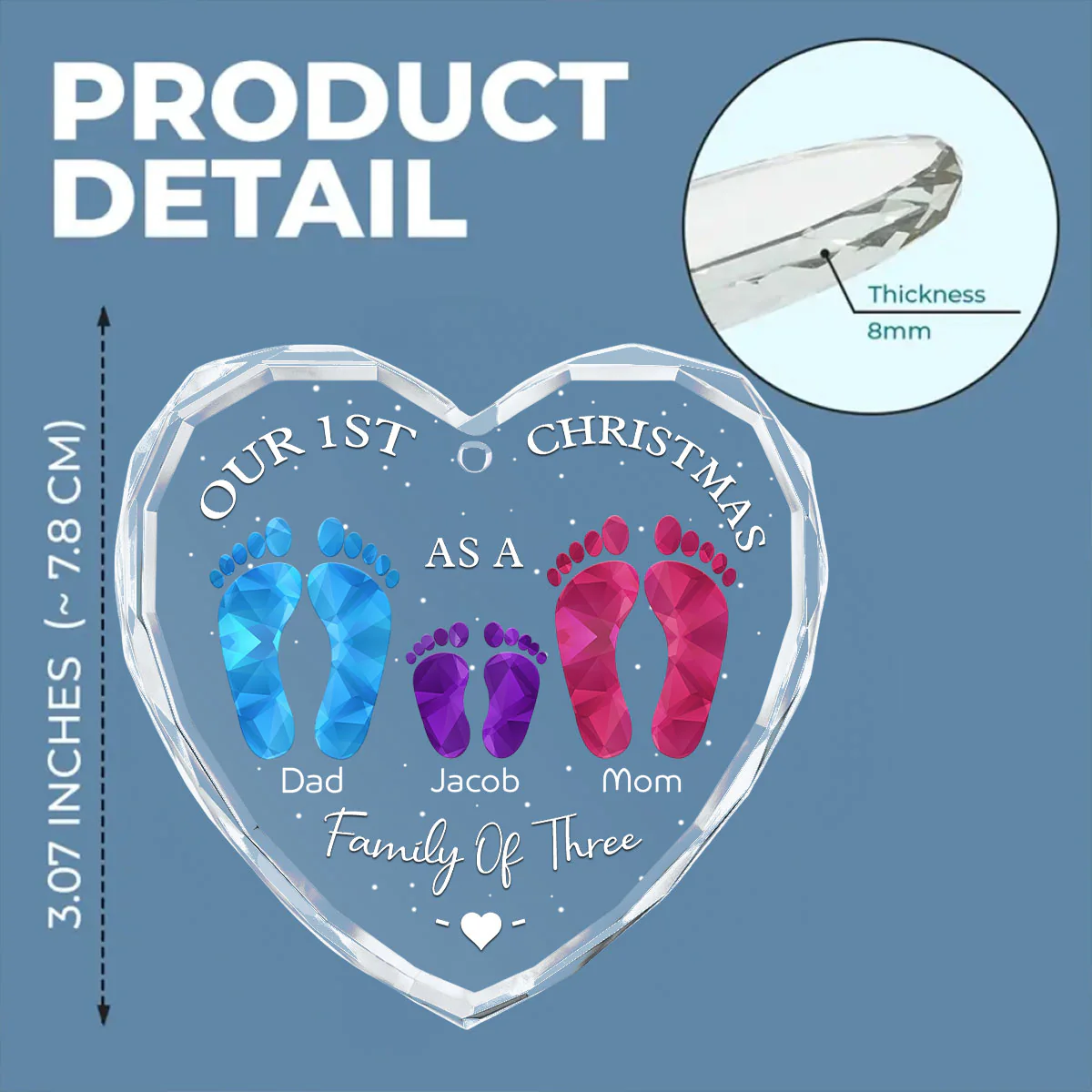 First Christmas As A Family - Personalized Custom Glass Ornament - Image 2