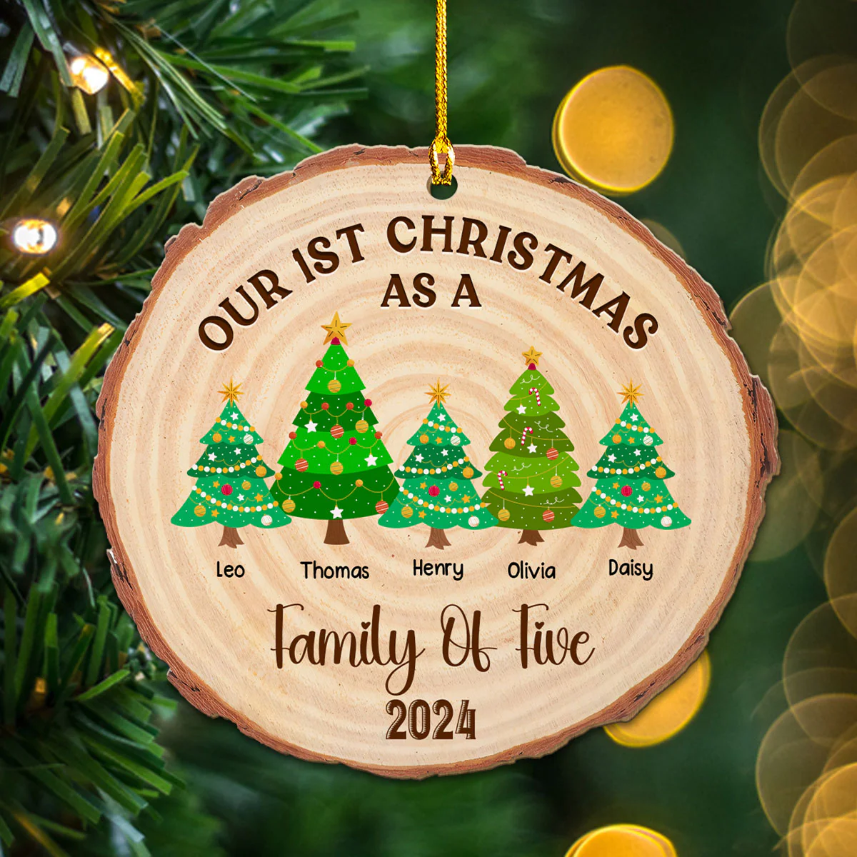 First Christmas As A Family - Personalized Custom Wood Ornament - Image 2