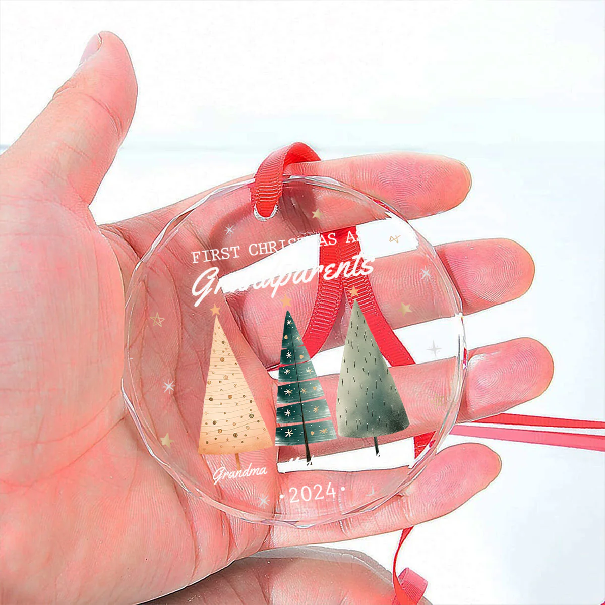 First Christmas As Grandparents - Personalized Custom Glass Ornament - Image 3