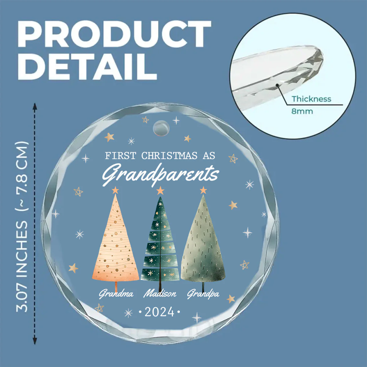 First Christmas As Grandparents - Personalized Custom Glass Ornament - Image 5