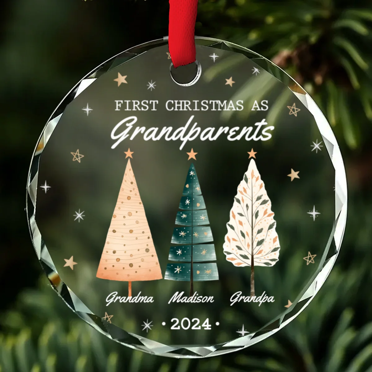 First Christmas As Grandparents - Personalized Custom Glass Ornament - Image 6